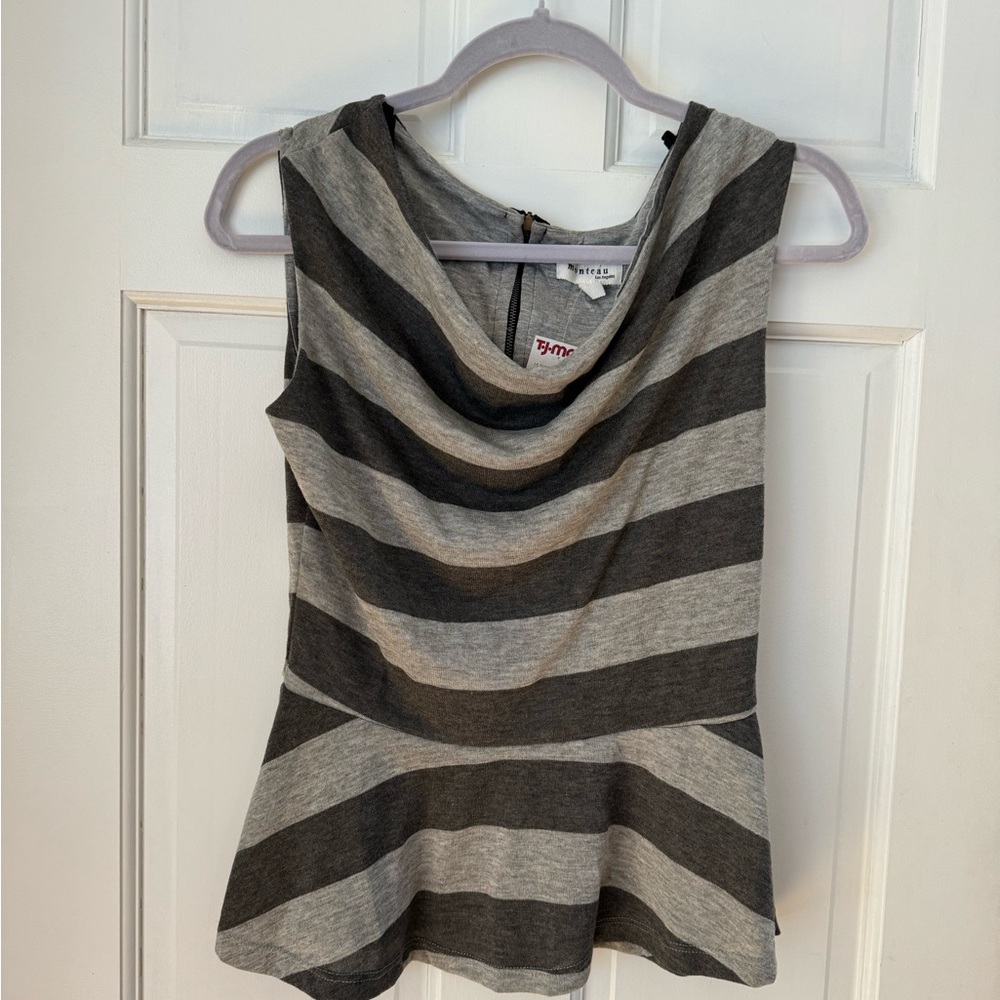 Grey striped peplum